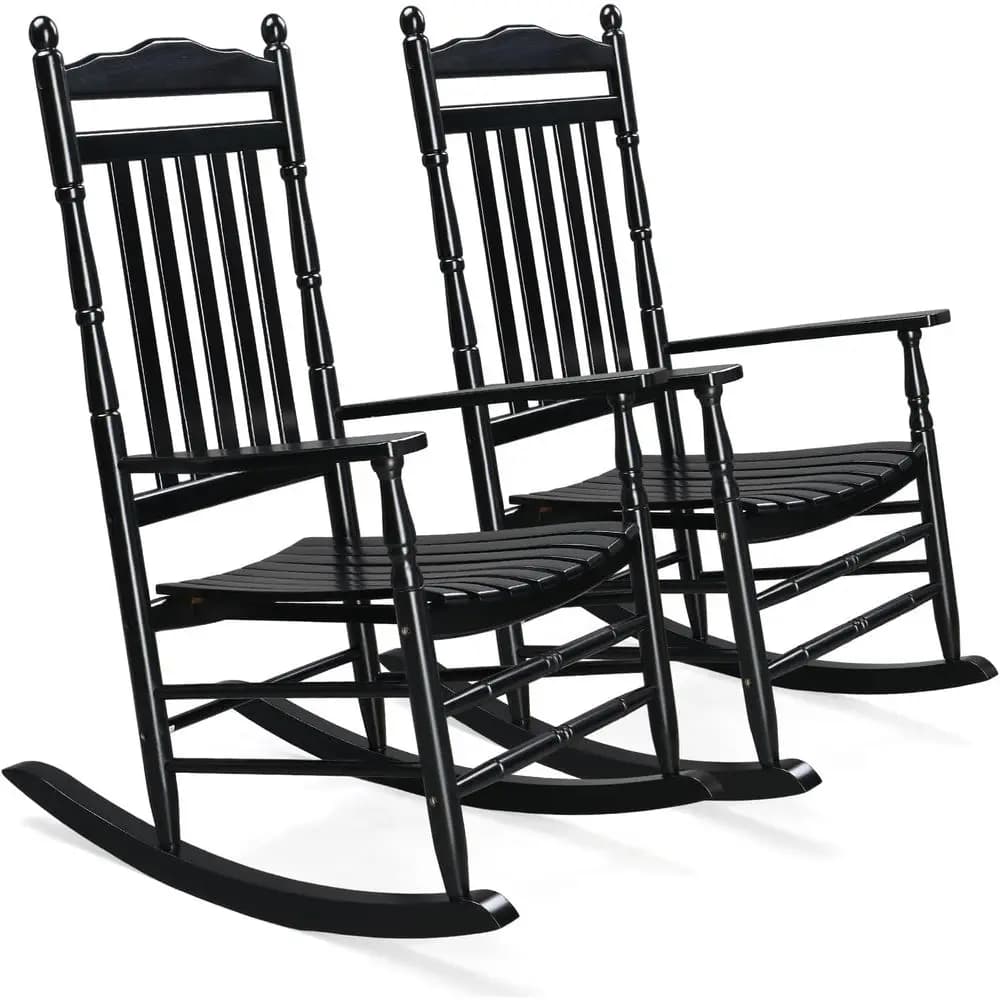 Sedia a dondolo in legno, sedia da esterno con supporto per 450 libbre, sedia relax con schienale alto in legno massello, seduta reclinabile o da terrazza