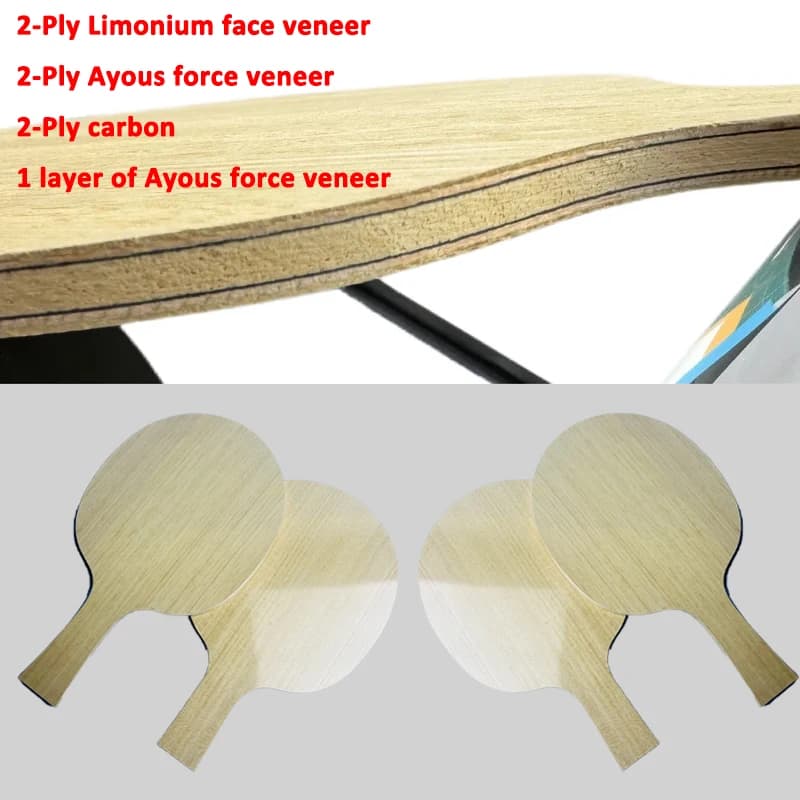 Ping Pong Rack with Limonium, Abete and Ayous Straits, 2 Carbon Plates, Wood and Carbon Composite