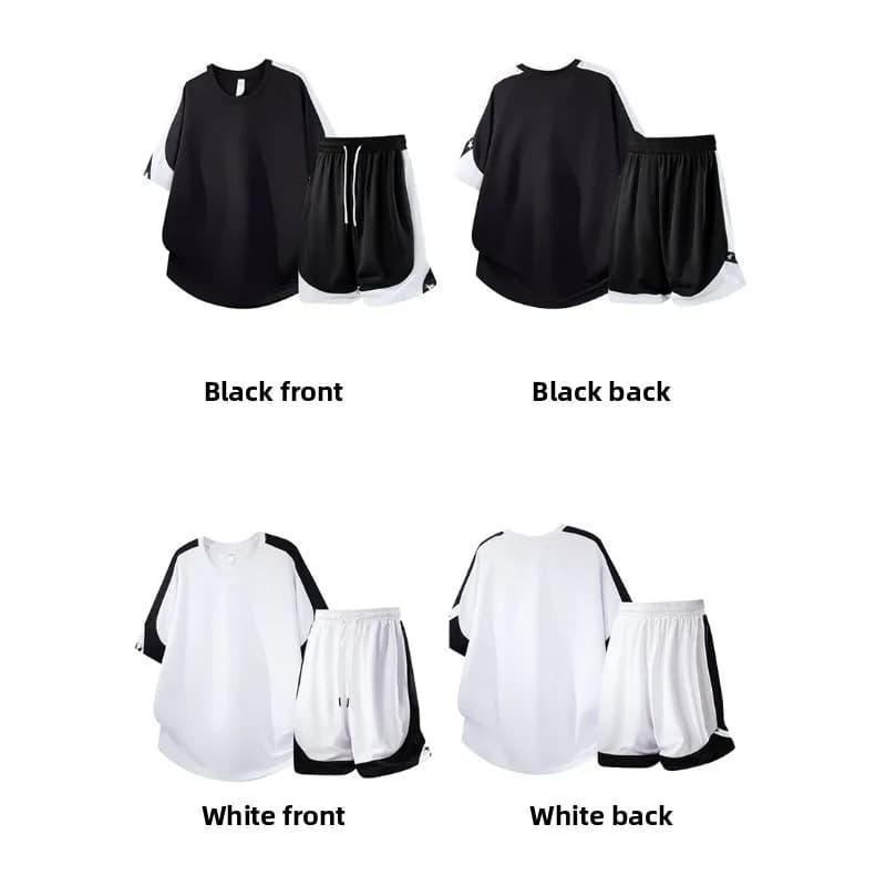 Set Sportivo Estivo da Ciclismo per Uomo, T-shirt a Maniche Corte e Pantaloncini Traspiranti e Comodi