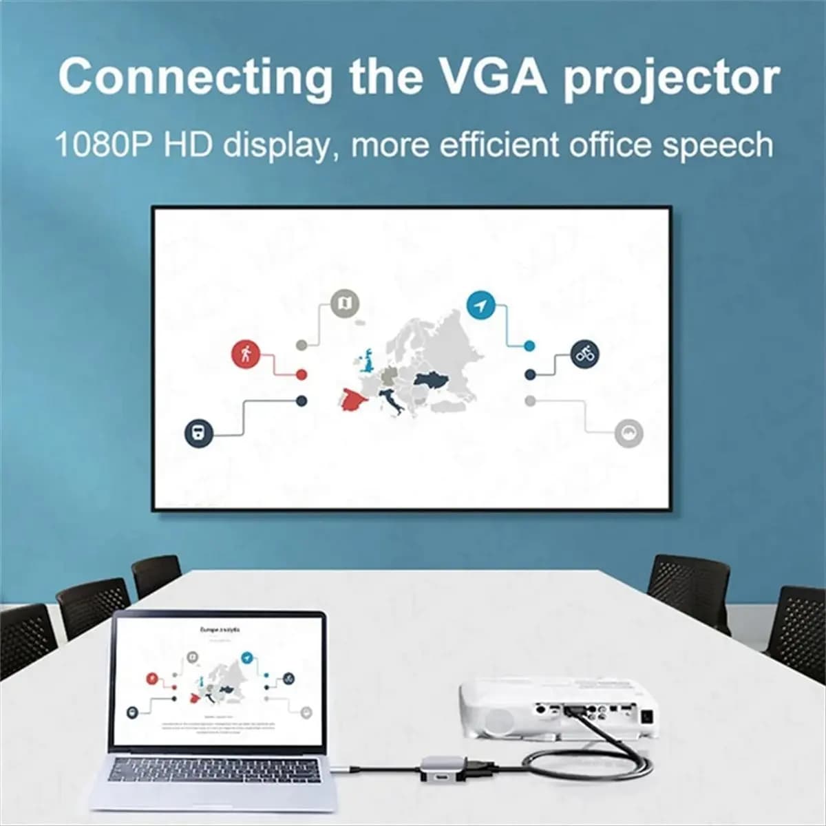 * Docking station USB C A14E, adattatore extender VGA compatibile da USB-C a HDMI 2 in 1 per smartphone portatile