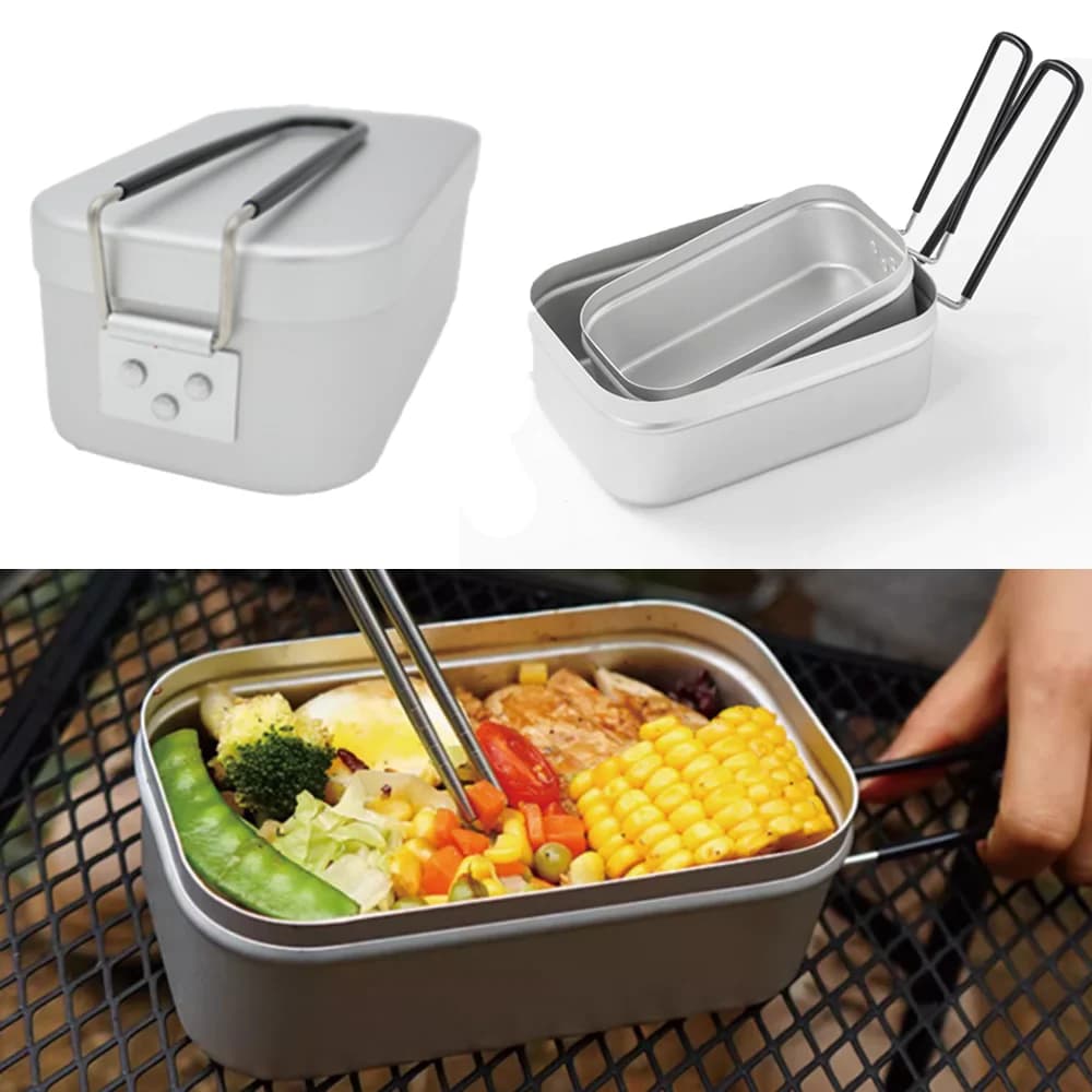 Lunch Box da campeggio ultraleggero in alluminio – Bento Box portatile per picnic e cucina all'aperto