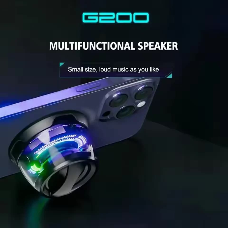 Altoparlante Bluetooth Portatile da Esterno HECATE G200 con Illuminazione RGB, Altoparlante Magnetico BT5.3, Mini Cassa Audio con 7 Ore di Riproduzione e Supporto per Telefono