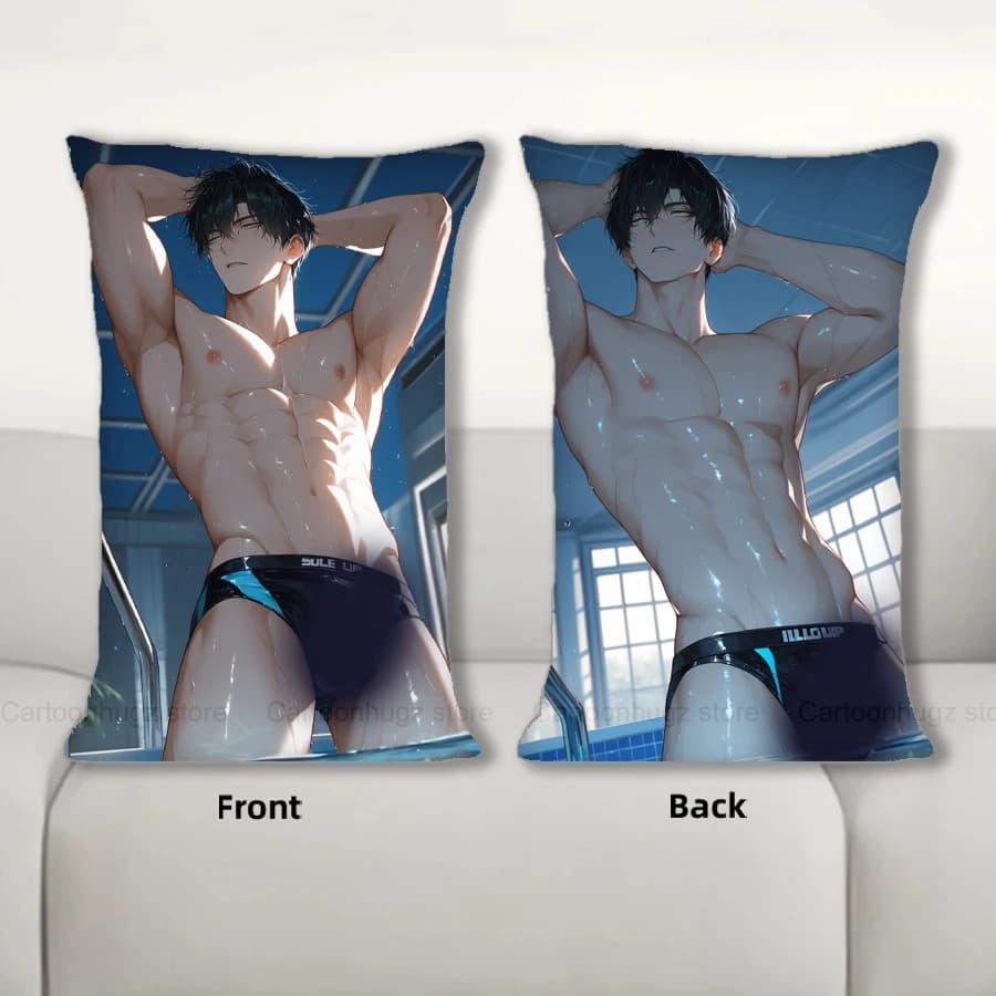 Dakimakura Anime Swimming boy Xiao Yi Federa per cuscino Cuscino per divano Stampa fronte-retro Federa per cuscino 40X60 cm