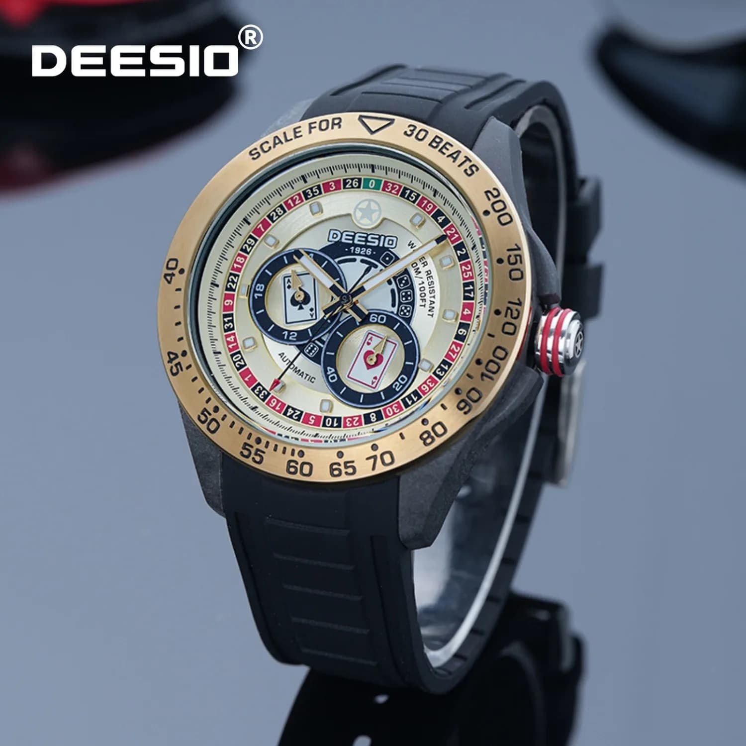 Deesio Cassa in fibra di carbonio Orologio meccanico automatico da uomo Orologio sportivo a carica automatica Display in acciaio inossidabile Regalo impermeabile per uomo