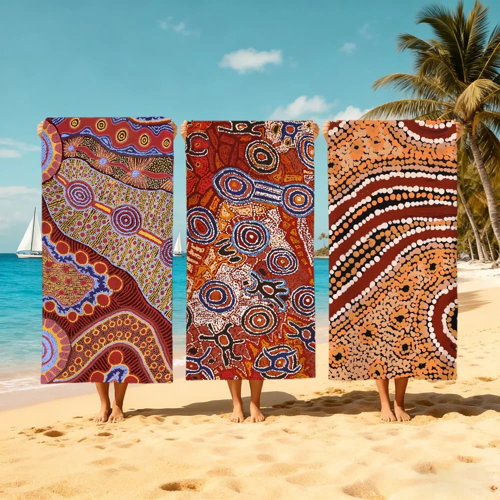 Asciugamano da spiaggia Art A-Australian A-Aboriginal, ad asciugatura rapida, morbido, per piscina, regalo per viaggi, palestra, doccia, campeggio, sport