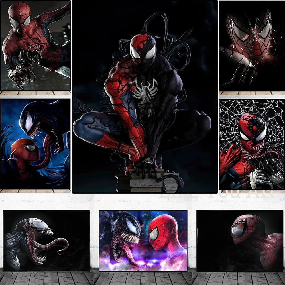 Poster HD di Supereroi dei Film Marvel Comics, Stampe di Venom e Spiderman, Arte con Diamanti, Decorazione per Soggiorno, Regali, Quadri