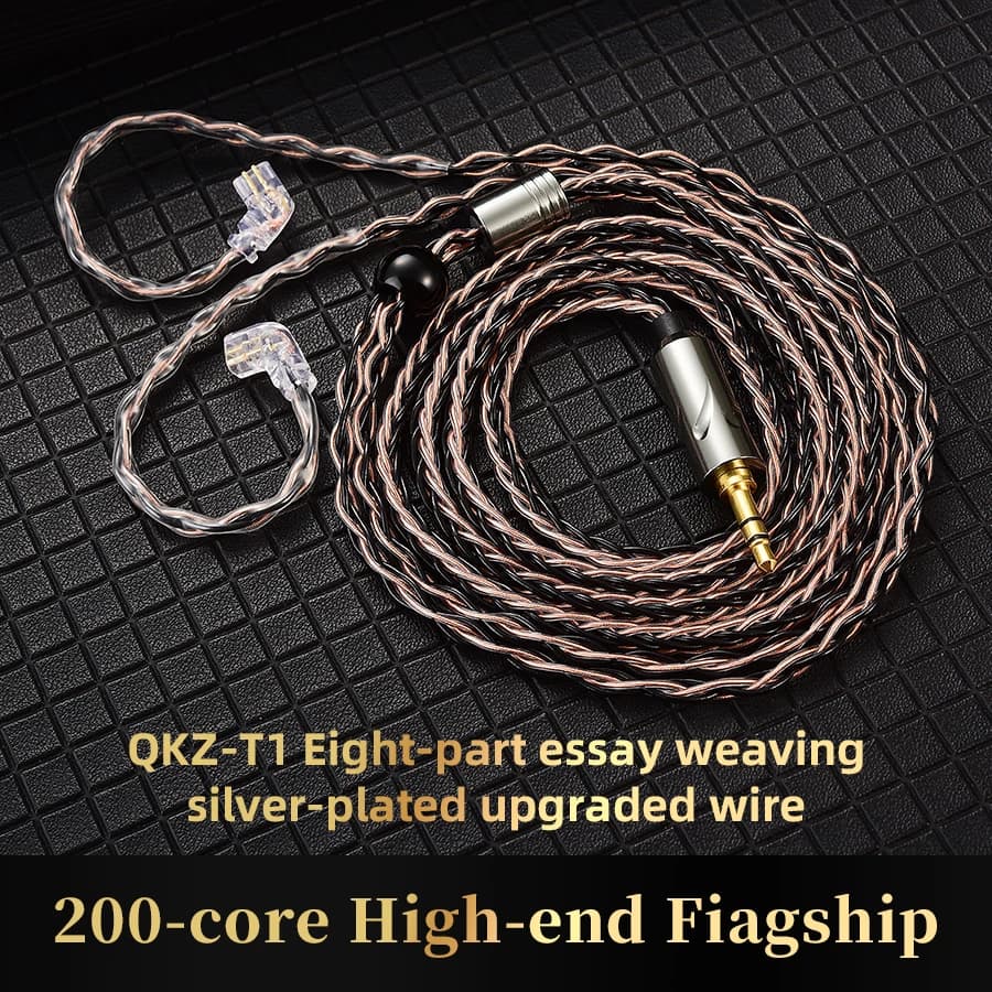 QKZ T1 cavo per cuffie cablato cavo di aggiornamento placcato argento a 8 fili cavo di aggiornamento per auricolari HiFi a 2pin da 0.75MM accessori per cuffie da 3.5MM