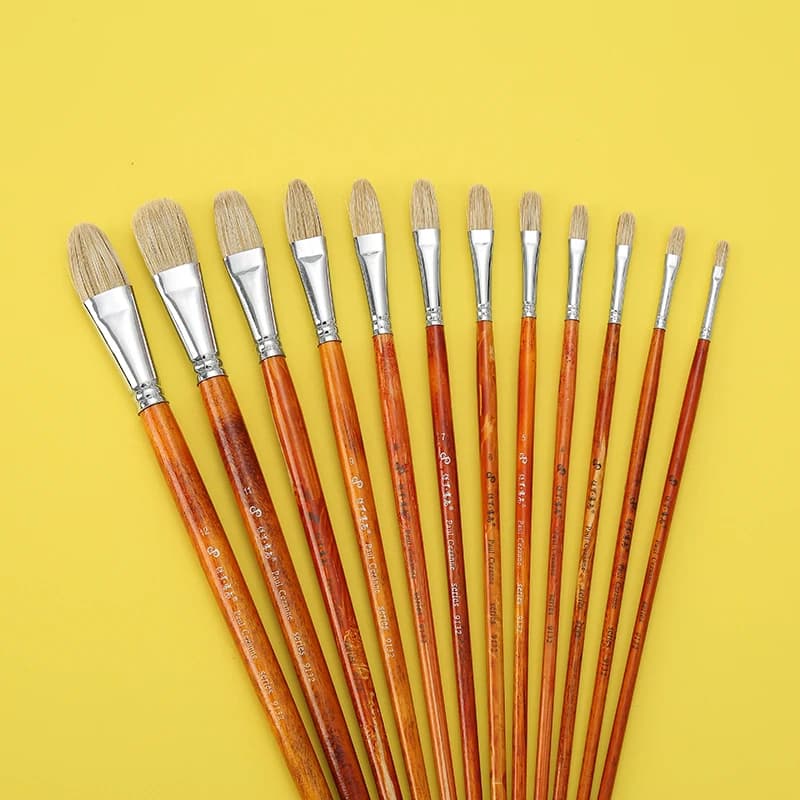 Pennello rotondo con setole in pelo di cavallo per pittura a olio, acrilica, acquerello, adatto per principianti, studenti d'arte, artisti.