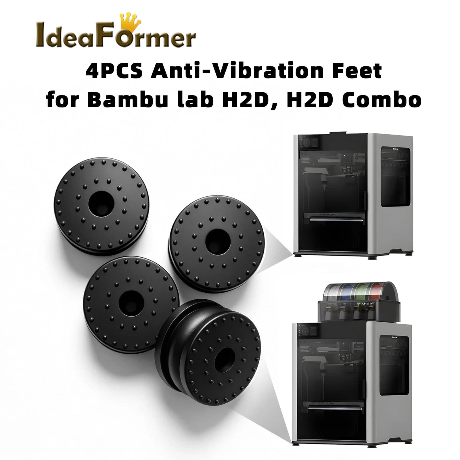 For Bambu Lab H2D 3D Printer Anti Vibration Feet Pad Anti-Slip Anti-Shock Dust-Proof Rubber Foot Pad For H2C 3D Printer Parts