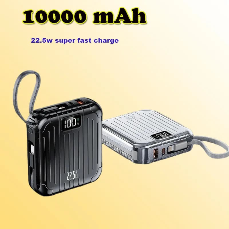 Mini Power Bank Portatile 20000mAh con Cavo, Batteria Esterna di Riserva 22.5W, Ricarica Rapida USB C, Powerbank Compatto per iPhone Samsung