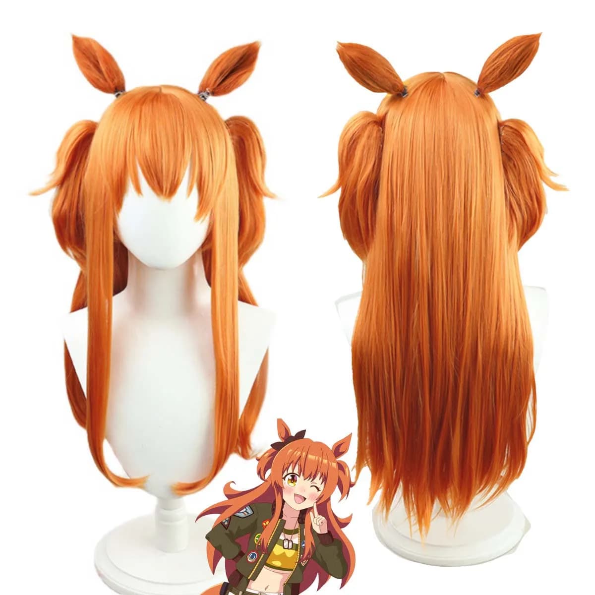 Uma Musume Pretty Derby Mayano Top Gun Parrucca cosplay in fibra resistente al calore con orecchio