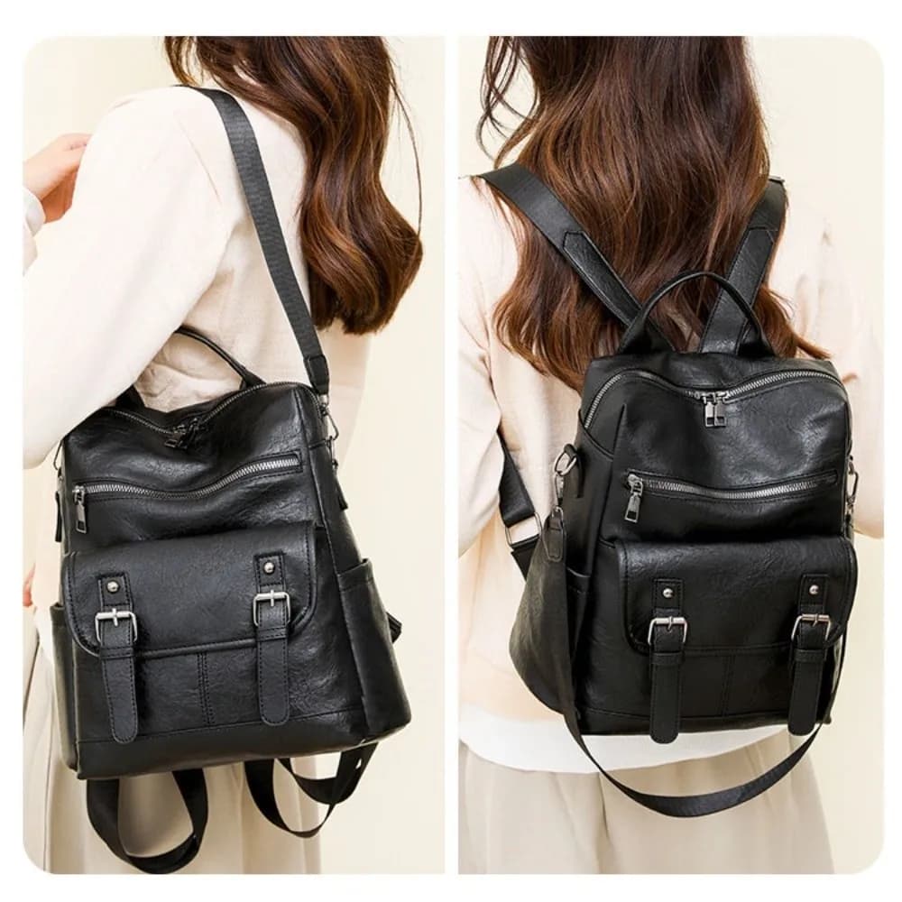 PU Peather Student Backpack Large Capacity Multifunctional Student School Bag Anti Splash Water Crossboby Mommy Shoulder Bag