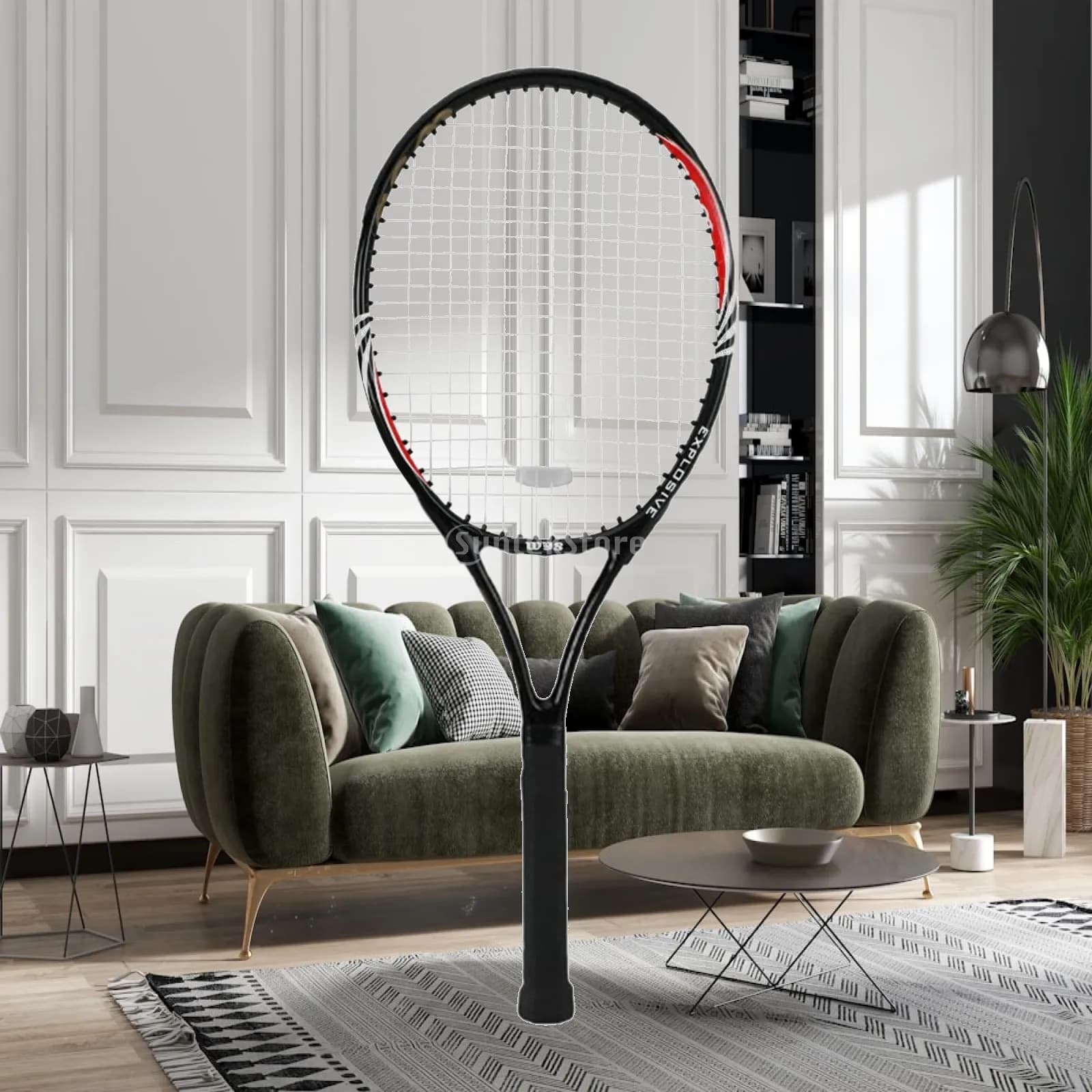 Professional Beginner Tennis Racket with Large Sweet Spot Carbon Frame and Nylon Strings for Beach Backyard Games