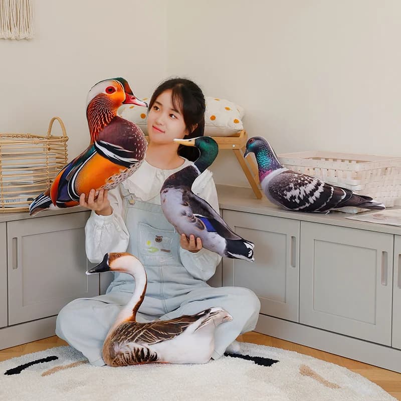 Simulazione 3D Stampato Animale Cuscino Realistico Pappagallo Oca Anatra Piccione Fagiano Gallo Bambola di pezza Cuscino carino Giocattoli Decorazioni per la casa