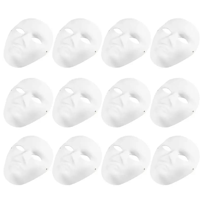 NEW HOT In Stock-White Mask,12Pcs Halloween Full Face Mask Blank DIY Mask Dance Cosplay Party Plain Masquerade Paper Mask To Dec