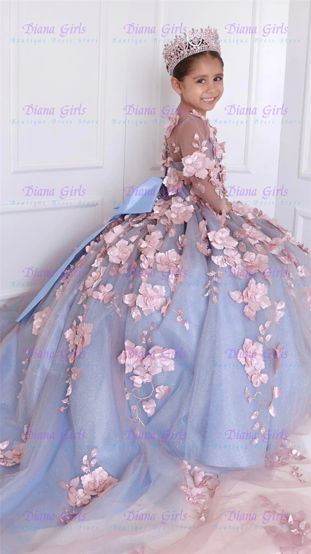 Abito da Damigella di Lusso in Tulle con Applicazioni Dorate per Matrimoni, Feste di Compleanno e Serate Eleganti per Bambine