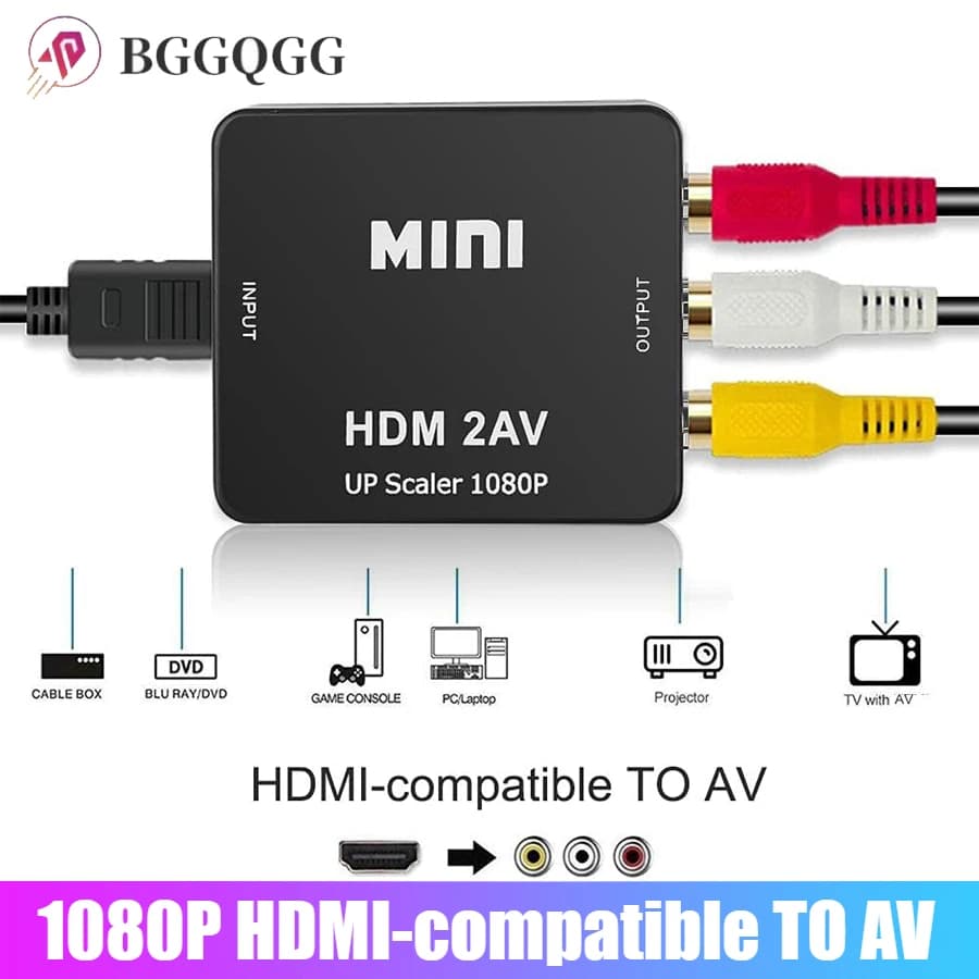 AV Converter Adapter compatible HDMI 1080P AV/CVSB L/R Video Box HD 1920*1080 NTSC PAL output support for VHS VCR DVD TV