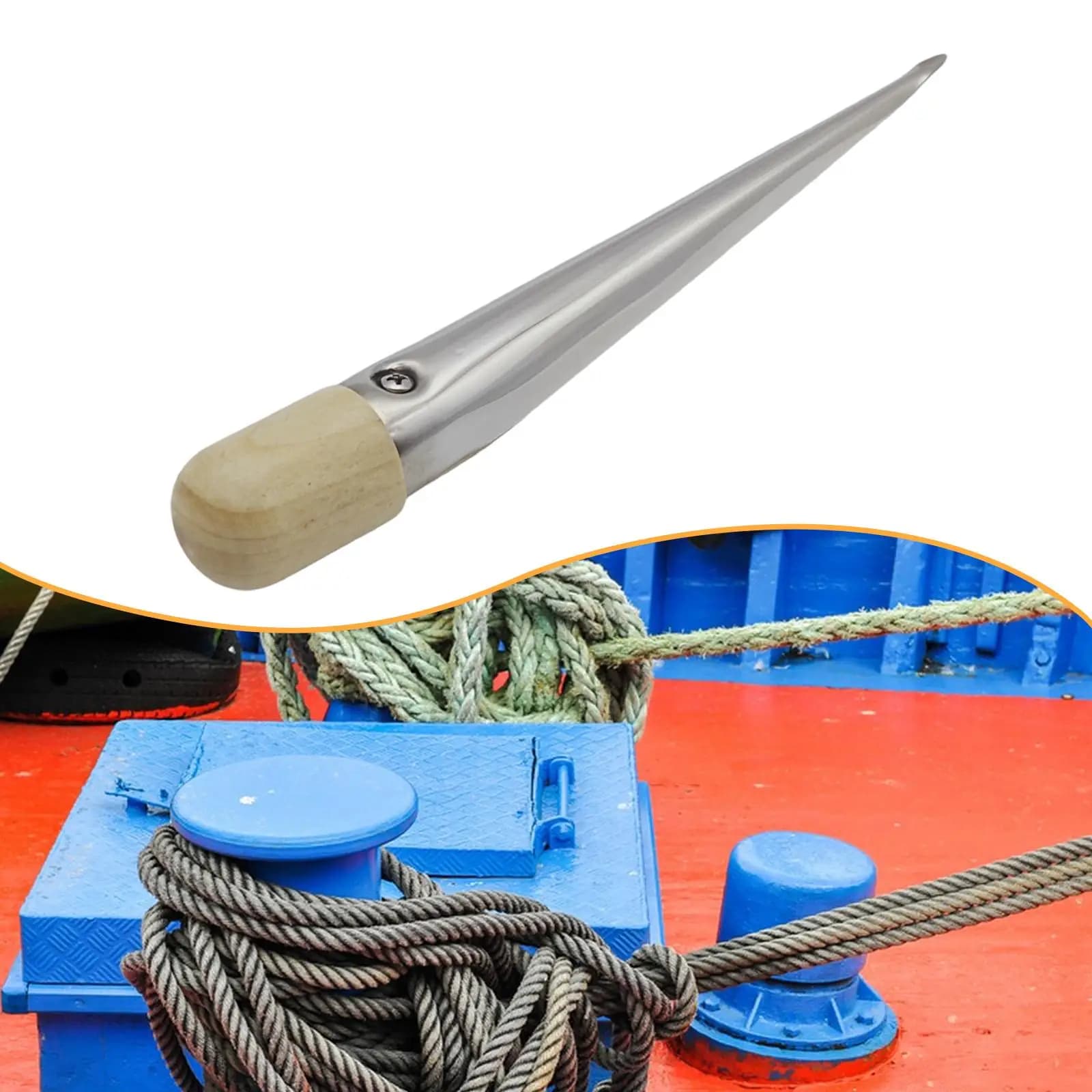 Infila corda marina Pratico strumento per corda per barche Manico liscio in acciaio inossidabile per corda di ormeggio Kayak Canoe Guanti Barche a remi