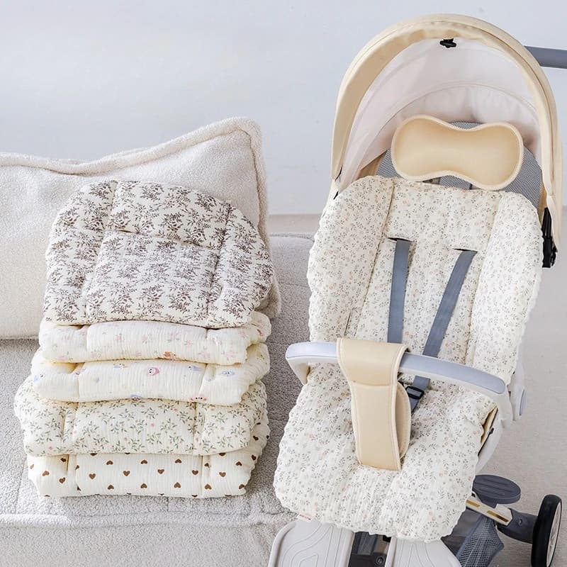 Cuscino per seggiolino per passeggino in pile a pois in peluche Cuscino per seggiolone Caldo tappetino per passeggino Morbido pile antiscivolo Accessori universali per passeggino