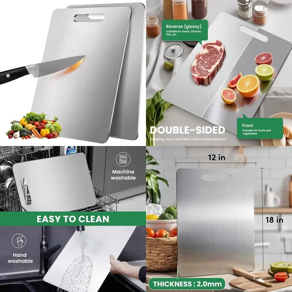 Taglieri da cucina bifacciali in titanio puro - 100% titanio, ultra resistenti ed igienici, ideali per la preparazione del cibo