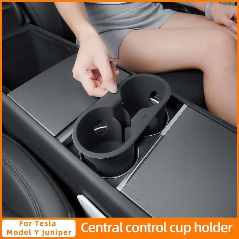 For Tesla Model Y Juniper YL 2026 Water Cup Holder Silicone Cup Holder Central Control Water Cup Holder Interior Accessories