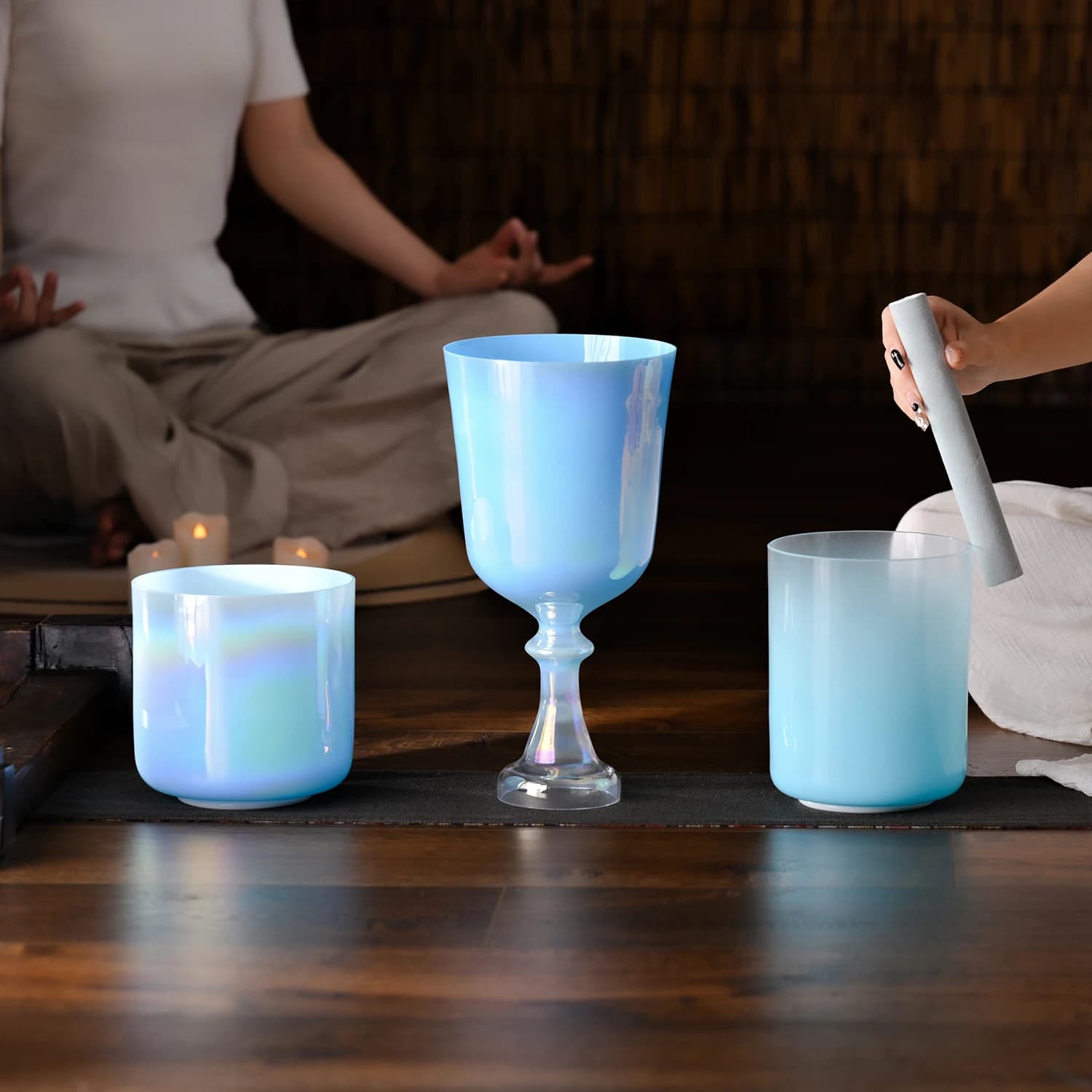 Clear Quartz Singing Bowl And Crystal Singing Grail Crucible Set With Mallet-99.99% Purity 440/432Hz Sound Healing