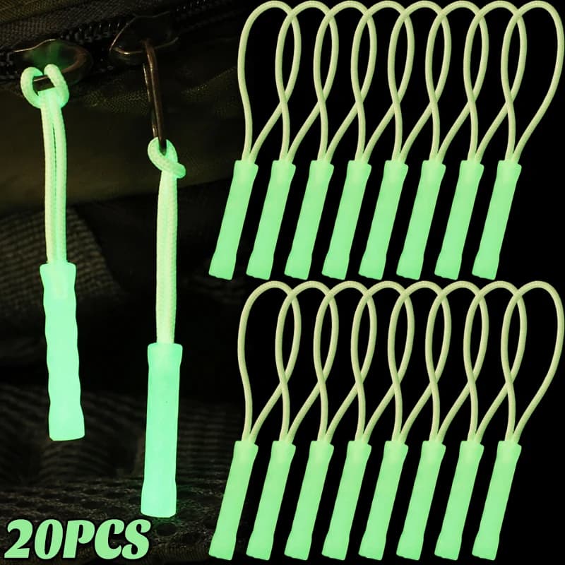 Luminous Zipper Pull Extension Glow in The Dark Zipper Head Backpack Pull Ring Travel Bag Replace Zipper Slider Anti-loss Rope