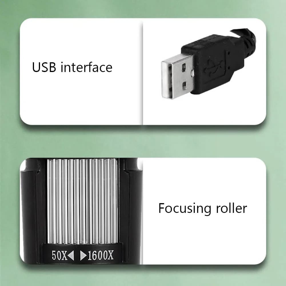 Microscopio Elettronico USB con Supporto, Microscopio Elettronico Portatile 500X 1000X 1600X per Telefono Cellulare e PC