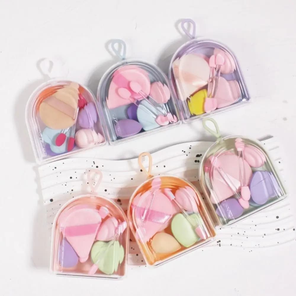 Set di 3 Scatole con 8 Spugnette per Trucco, Set di Mini Spugnette Traspiranti per Cosmetici, Set Portatile da Viaggio per Crema Viso