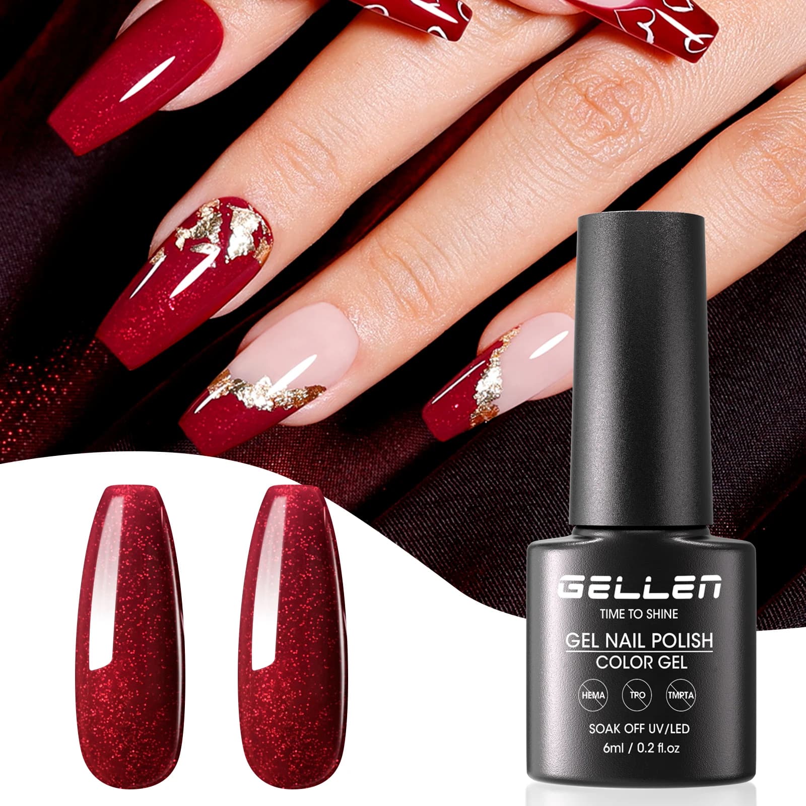 GELLEN Smalto Semipermanente Rosso Vino Effetto Occhio di Gatto Rosa Nude Lucido UV Soak-Off per Unghie, per Manicure Artistica Donna Ragazza Salone Casa
