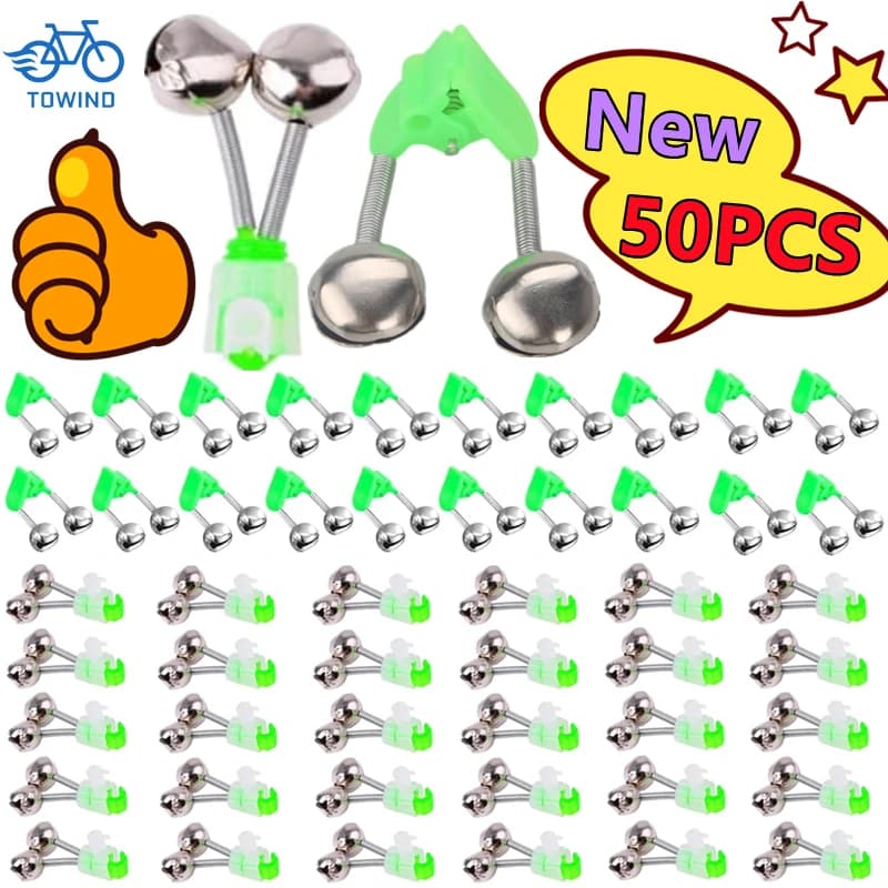 50-5PCS Double Bells Fishing Indicator Esca Alarm Sound Strong Warning Bell Fishing Rod Night Fishing Bell Equipment Outdoor Fishing Bell