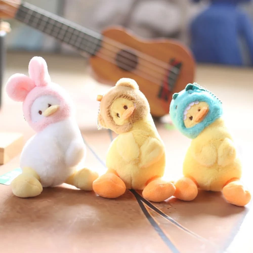 Portachiavi di anatra gialla di cartone animato di peluche ripiene di moda Animali morbidi Ciondolo per borsa di anatra Ciondolo creativo per borsa da scuola carina