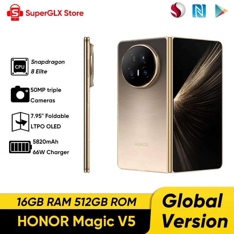 DISPONIBILE~HONOR Magic V5 Versione Globale 5G Smartphone Pieghevole Display OLED LTPO da 7,95" Fotocamere da 50MP Batteria da 5820mAh Ricarica Rapida 66W NFC