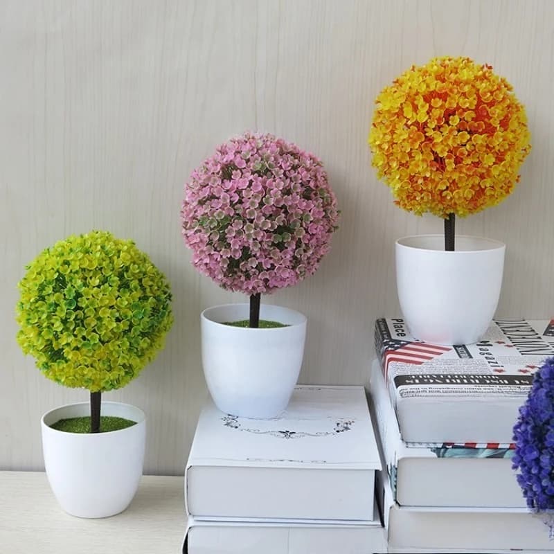 Artificial Plant Bonsai Plastic Grass Ball Pine Tree Hotel Office Garden Decoration Ornament with Multiple Styles To Choose From