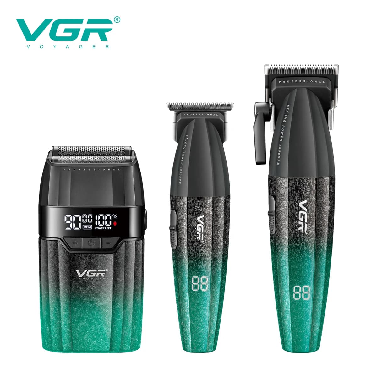 Set per taglio capelli VGR V-640 S3 di alta gamma 3 in 1, tagliacapelli elettrico professionale 9000 RPM, rasoio elettrico per uso domestico.