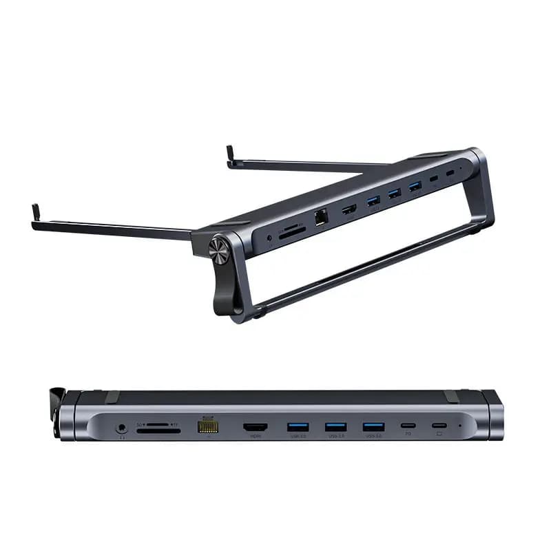 9-in-1 Premium Aluminum Alloy Laptop Height Increasing Heat Dissipation HUB Docking Station Laptop Portable Folding Stand