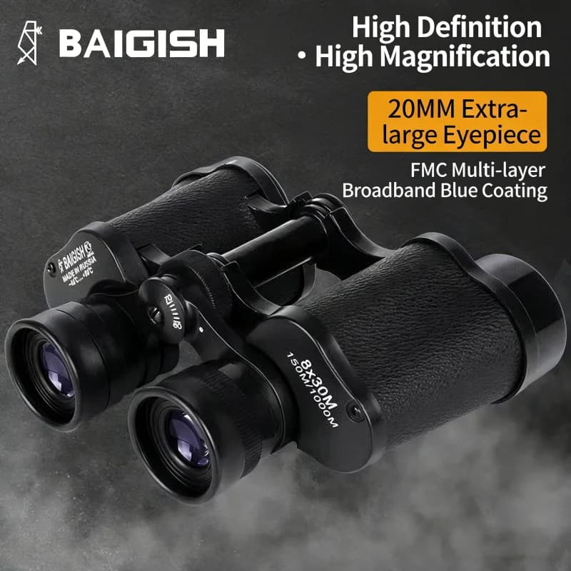 Binocolo Classico 8X30 con Corpo Interamente in Metallo, Prisma BAK4, Ottica Tattica Premium per Birdwatching, Caccia e Avventure all'Aperto