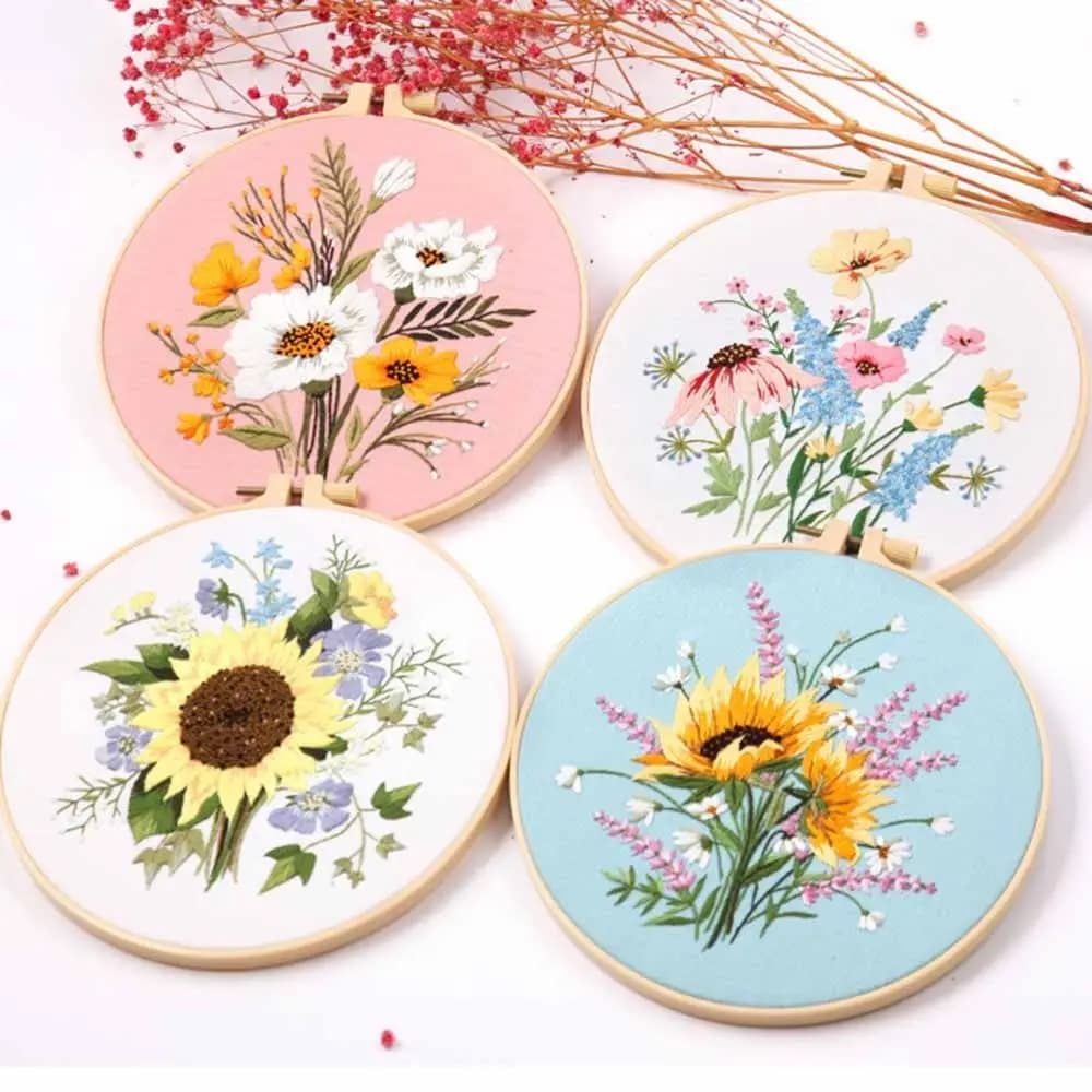 Home Decoration Handmade DIY Crafts Sewing Accessories Ornament Needle Punch Flower Embroidery Embroidery Hoop Cross Stitch Kit