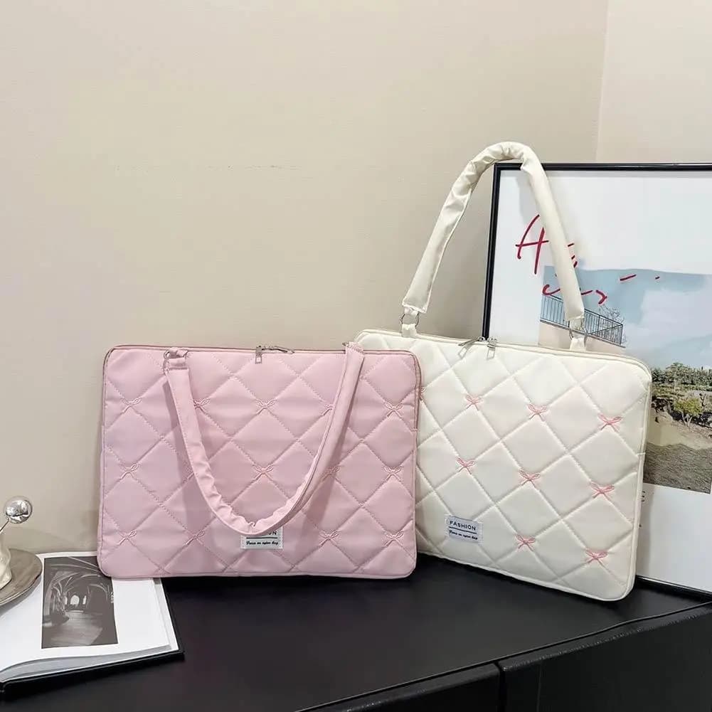 6inch Cartoon Plush Bow Pink Laptop Sleeve Case Bag For ipad Laptop Bag Cover Notebook Tablet Pouch Handbag