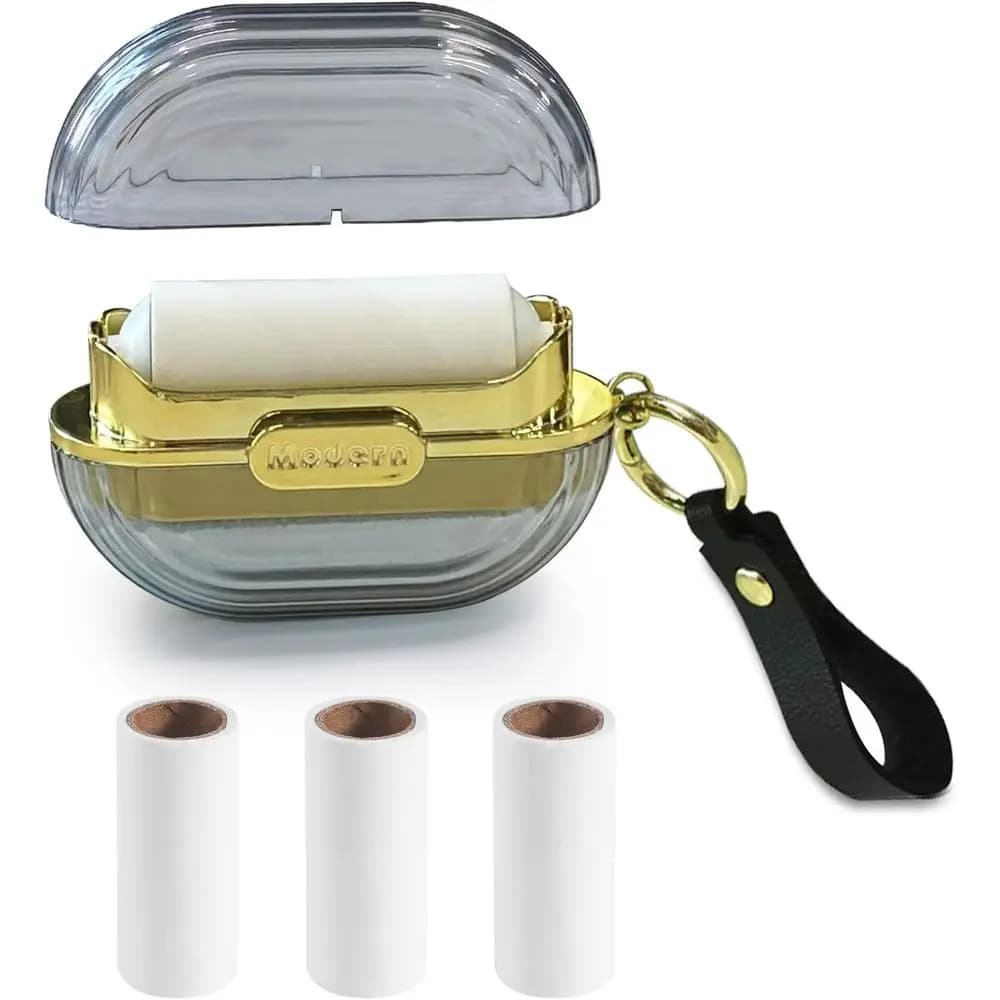 Double-Sided Travel Portable Lint Roller with Hand Strap, Reusable Mini Extra Sticky Pet Hair Remover, Clothes Bag Dust Remover