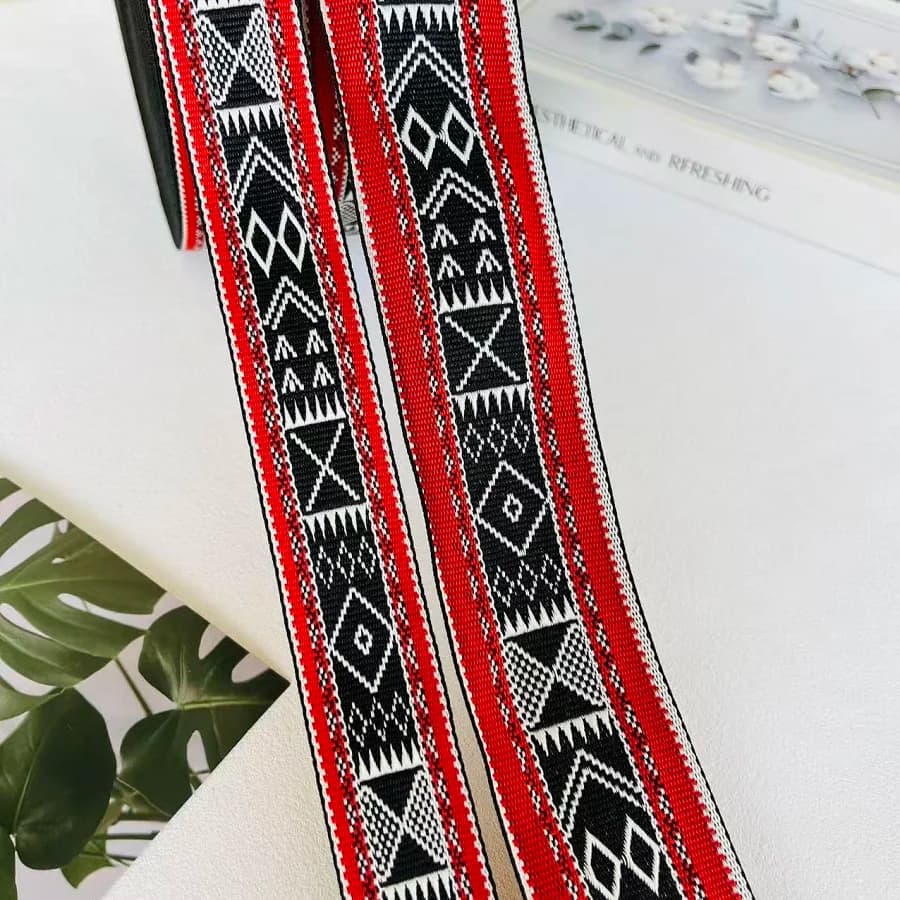 10 Yards/lots Woven Jacquard Ribbon polyester Geometric quadrilateral pattern for clothing accessory 5 cm ZH-5881