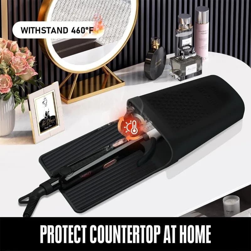 1 Piece Bag Holders Heat Resistant for Iron Curly Hair - Silicone Wall Mounted Stand with Ventilator for Hair Tools Organization
