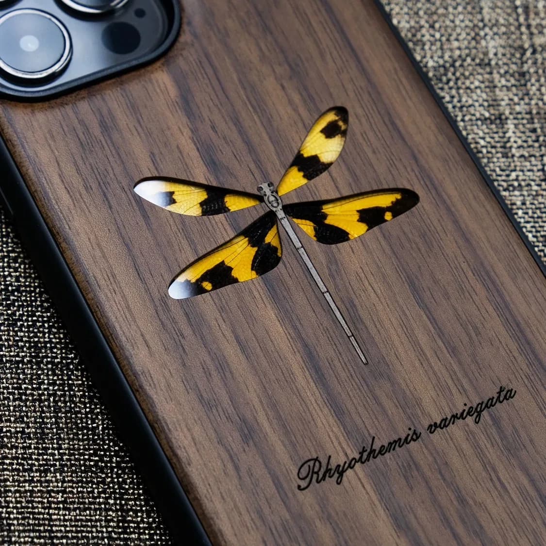 Real dragonfly specimen solid wood mobile phone case, suitable for iPhone and Android phones, supports lettering