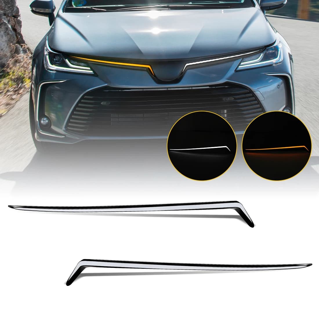 Luci Diurne LED per Toyota Corolla 2019-2025, Illuminazione Frontale Dinamica con Animazione all'Avvio e Indicatori di Direzione
