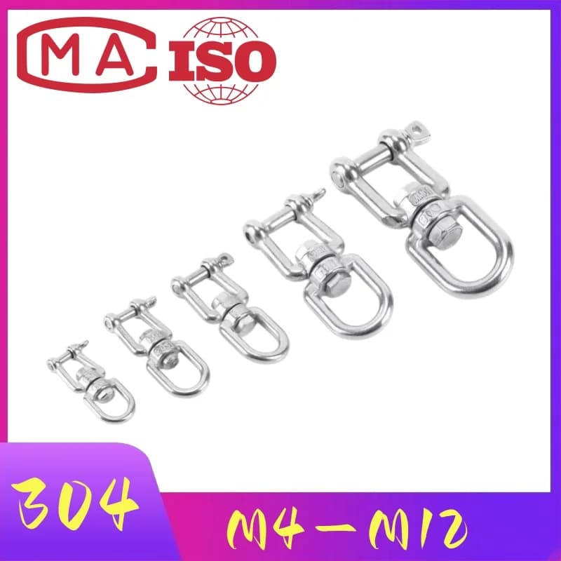 304 Stainless Steel Jaw Swivel Anchor Connector Duty Boat Marine Yacht Swivel Snap Rolling Shackle Hooks Device Swivel Snap