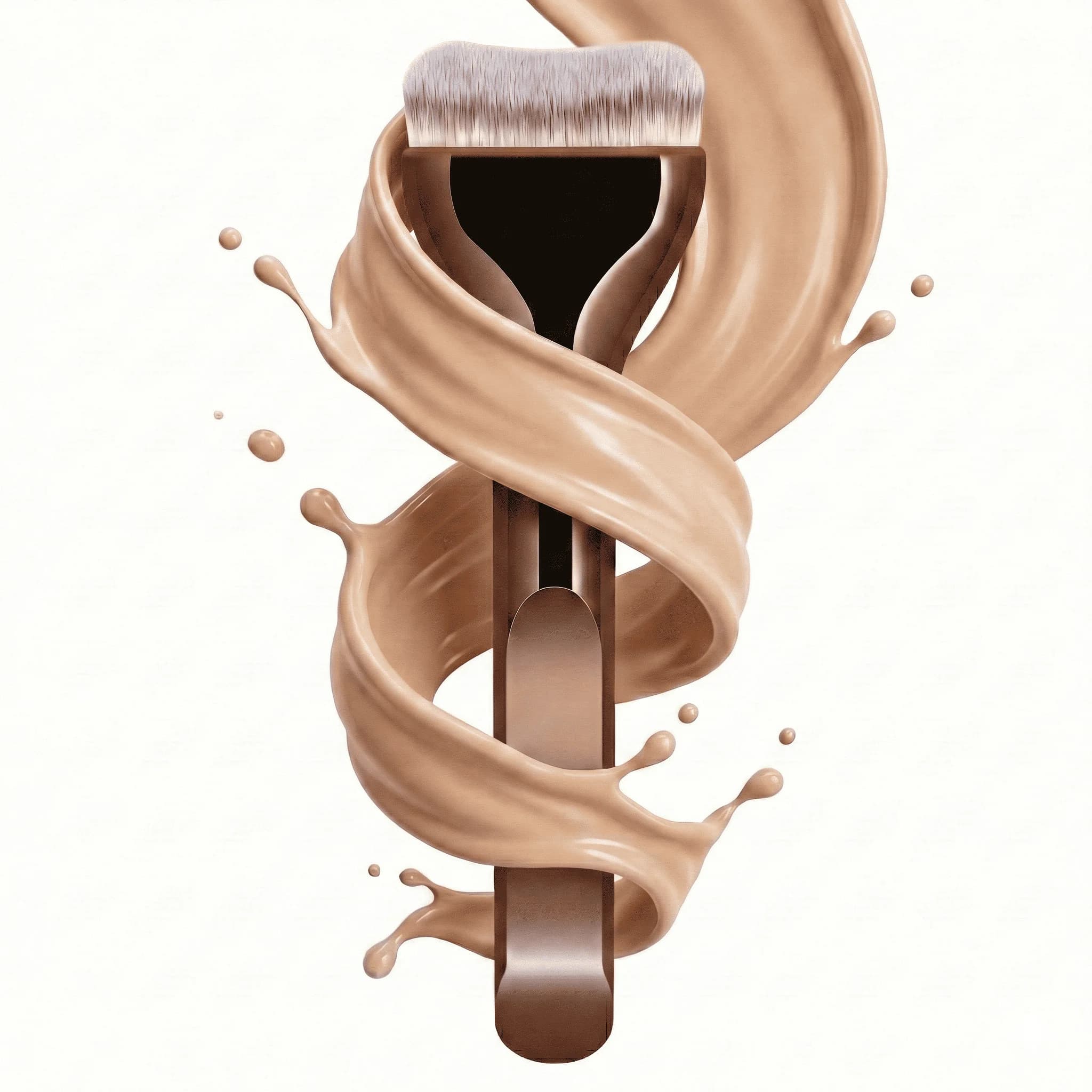 1 foundation brush - Soft nylon bristles, elegant brown handle, for BB Cream, liquid foundation, powder - Ideal for travel