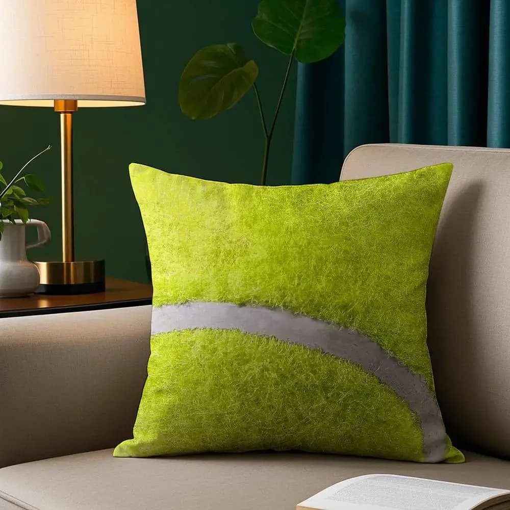 Federa per cuscino con pallina da tennis alla moda, peluche corta, stampa fronte-retro, fodere per cuscini quadrati, divano, decorazione per cuscino per la casa