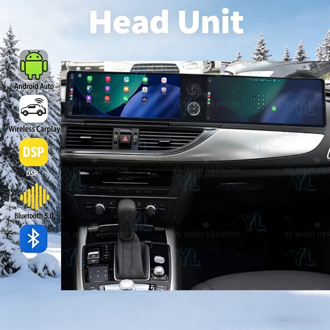 CY 12.3" Dual Screen Android 13.0 For Audi A6 C7 A7 2013 - 2018 Car GPS Navigation Auto Radio Stereo Multimedia CarPlay Unit DSP