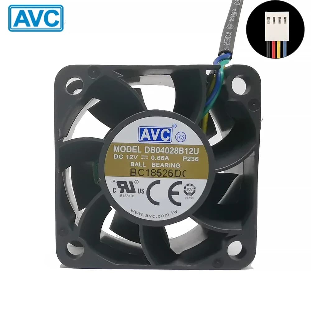 For AVC DB04028B12U fan 4cm 4028 40x40x28mm 12V 0.66A Dual Ball Bearing 4-wire 4pin PWM Server Power Airflow COOLING REVOLUTION