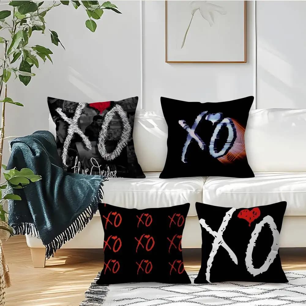Rapper The Weeknd XO Fodere per cuscini in peluche corto con stampa fronte-retro, decorazione per divano, casa, motivo cartone animato, simpatiche fodere per cuscini